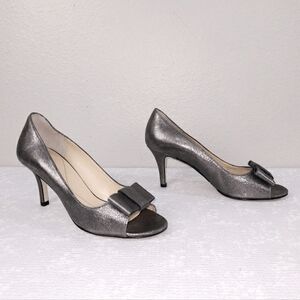 Kate Spade Metallic Peep-Toe Bow Pumps